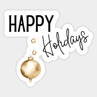 Happy Holidays with Gold Ornaments Sticker